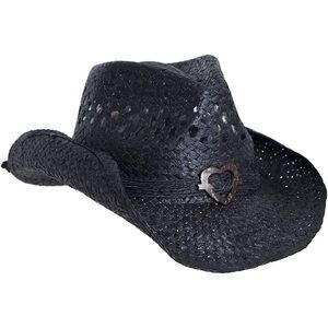 1769 Black Cowboy Hat For Women With Heart